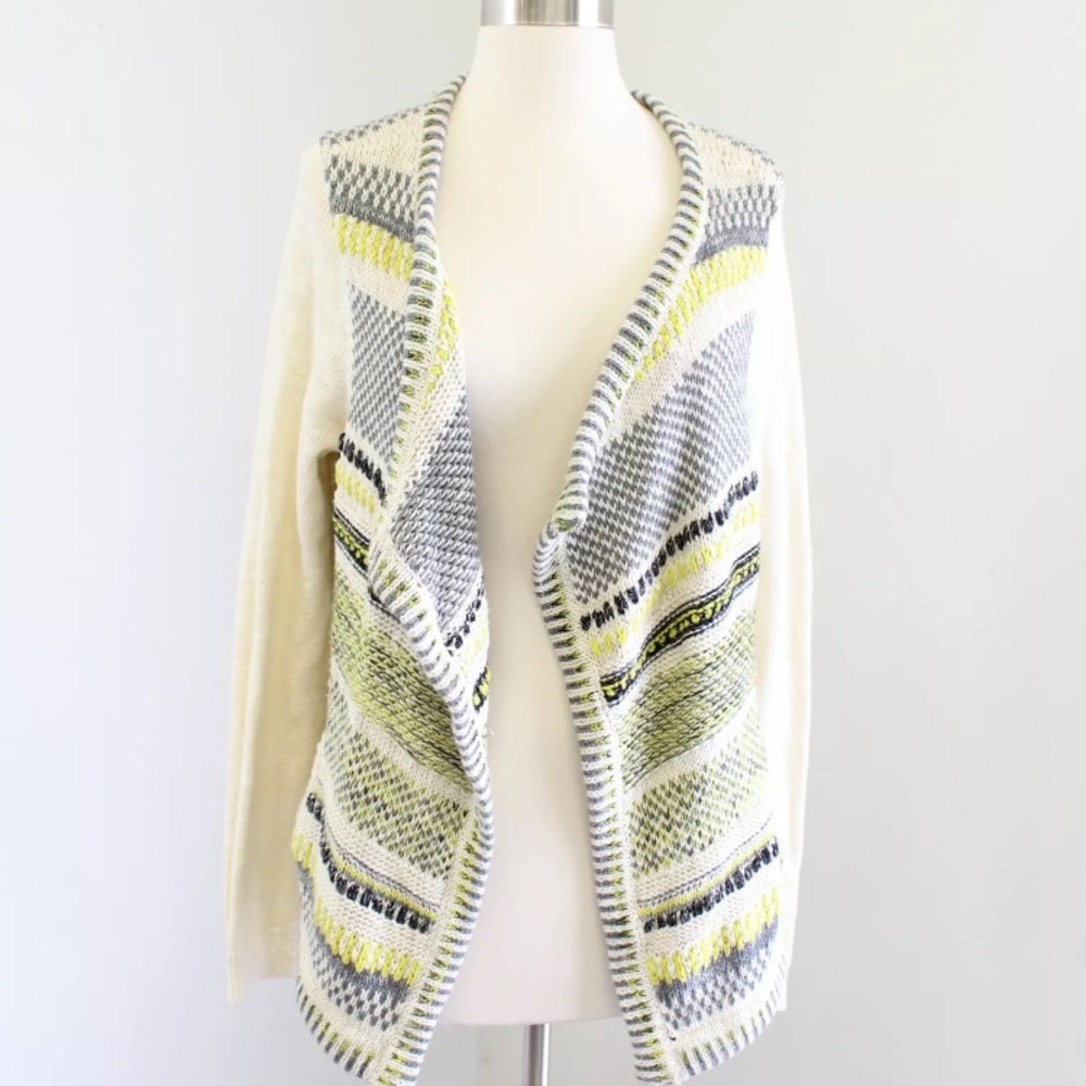 Moth Striped Draped Open Cardigan